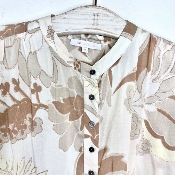 Olivaceous Womens Floral Blouse Small Long Sleeve Boho Prairie Peasant Top - Picture 3 of 4